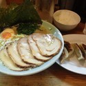 チャーシュー麺中盛、餃子ビールセット、半ライス
