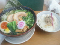 「さっぱり煮干しそば(細麺バージョン)雑魚飯セット1000円」@MENYA 食い味の道有楽の写真