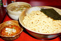 「渓つけめん（大盛、辛豚）」@食処 渓の写真