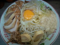 「小ぶたダブル(冷やし中華風) 生卵 アレ(トロロ) ニンニク少し」@ラーメン二郎 横浜関内店の写真