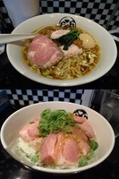 「手もみ中華そば+ガーリックポークごはん(￥700+300)」@666の写真