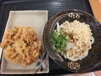 「おろししょうゆ小189円＆野菜かき揚げ(クーポン券で無料)」@はなまるうどん イオンモール千葉ニュータウン店の写真