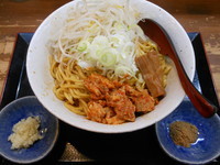 「冷やし油そば（煮干し）大盛（ニンニク・魚粉）」@味噌麺処 花道庵の写真