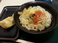 「かけうどん中＋とり天（２９０円＋６０円）」@さぬきうどん職人 めりけんや 大泉学園店の写真