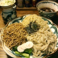 「醤油つけ麺＋3種盛り」@拉麺酒房 熊人の写真