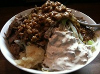 「ラーメン 680円（2周年SP！カレー＋納豆＋ツナマヨ）」@ラーメンアキラの写真