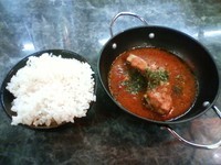 「白味噌ラーメン+ライス+スペアリブトマト煮込み」@きんか本舗の写真