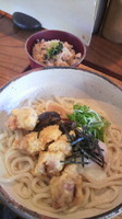 「鶏天と温玉うどん　980円」@山長の写真