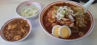 「北極野菜（辛め・野菜増し・ネギ）＋プチ麻婆丼」@蒙古タンメン 中本 本店の写真