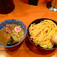「朝つけ麺(大盛り)＋豚ほぐし半熟玉子」@六厘舎の写真