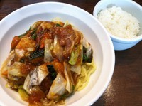 「スタミナ冷やし 700 + 半ライス 100」@スタミナラーメン 馬しゃ屋の写真