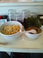 「つけ麺中盛750円+海苔100円」@ORAGA NOODLESの写真