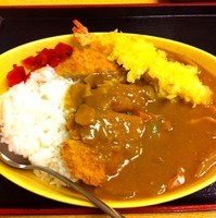 「カツカレー（￥500）＋海老天（クーポン）」@ゆで太郎 一番町店の写真