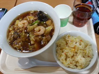 「五目あんかけ麺＋半チャーハンセット（６８０円）」@海鮮餃子帆船 イオン北戸田店の写真