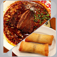 「担々麺 赤 ➕ 春巻き」@紅虎菜舗 佐野プレミアムアウトレット店の写真