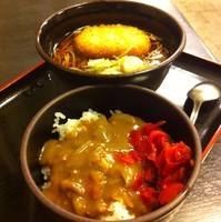「朝定食Aカレー（￥340）＋コロッケ（クーポン）」@ゆで太郎 宮益坂店の写真