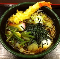 「山菜とろろ（￥430）＋海老天（クーポン）」@ゆで太郎 五反田TOC店の写真