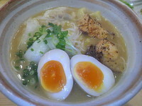 「鰤らあめん（塩）＋海老ワンタン＋味玉＋鰤の刺身」@めんや 正明の写真