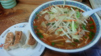 「磐梯辛味噌ラーメン（餃子3ヶサービス）680円」@餃子会館 磐梯山 両国店の写真