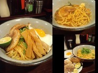 「かまたま〜めん大盛800円（夜15食限定）目玉焼き100円」@風雲児やきそば 風神の写真