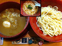 「味玉つけ麺+しあわせライス」@○寅 麺屋 山本流の写真