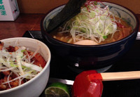 「濃厚中華そば(カレー味)＋味玉＋チャーシュー丼」@つけそば 九六の写真