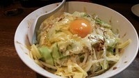 「ミートまぜそば（しぐれ麺にチェンジ;〆ご飯）＋麦酒焼酎etc」@ラーメンアキラの写真
