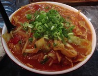 「とまとたんめん(太麺)＋ライス(800円＋150円)」@きんか本舗の写真