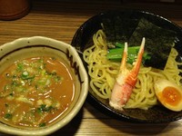 「カニつけ麺（中盛り）、850円（同額）」@オリきんの写真