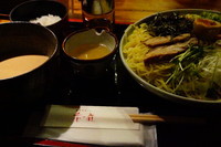 「地鶏つけ麺（岩のりごはん）＋大盛」@春夏秋冬 季の庭の写真