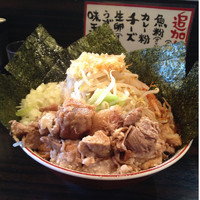 「豚そば肉入り＋海苔(全マシ大蒜マシマシ)」@大盛軒の写真