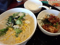 「たっぷり野菜のちゃんぽん628円+てりやき唐揚げ丼210円」@ガスト 足立西伊興店の写真