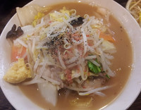 「2月限定 濃厚塩タンメンエビ風味中盛＋ねぎごはんキャベチャー」@伝家 志木店の写真