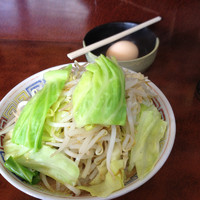 「ミニラーメン＋野菜＋ニンニク＋生玉子」@ラーメン二郎 めじろ台法政大学前店の写真
