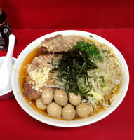 「大豚ラーメン＋油そば＋ウズラ＋小ネギ「ニンニクアブラカラメ」」@ラーメン二郎 西台駅前店の写真