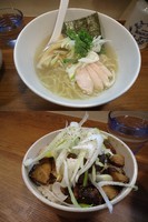 「『しそ香る梅塩そば+お肉ごはん（￥700+250)』」@Trigo(トリーゴ)の写真