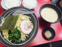 「家系つけ麺650円(魚粉＆ライス大)」@横浜家系ラーメン 立川 壱七家の写真