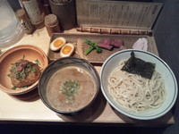 「特製つけＳＯＢＡ(並)(あつもり)＋焼きごはん＆ふき味噌＆明」@銀座 篝の写真