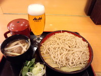 「鴨せいろそば600円+グラス生ビール100円」@本格そば・讃岐うどん かのや 上野店の写真