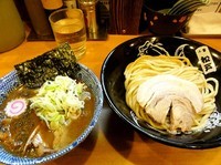 「つけそば（麺半分）＋麺半分サービス（チャーシュー）800円」@中華蕎麦 とみ田の写真