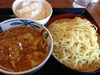 「味噌肉つけ麺（大盛・半ライス無料）クーポン使用」@北海道らあめん伝丸 356号香取店の写真