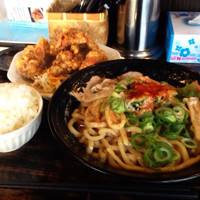 「まぜそばダブル+唐揚げライス」@麺屋 ジョニー 本店の写真