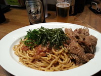 「【アキラ式パスタ】煮干しアラビアータ￥780＋豚増し￥120」@ラーメンアキラの写真