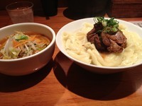 「味噌角煮つけそばに平打ち麺(1450円)」@中華そば すずらんの写真