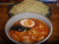 「味玉辛味つけ麺・大・辛味W（８２０円）潰しニンニク（０円）」@つけ麺屋 ごんろく 両国店の写真