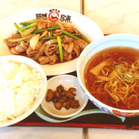 「日替わり定食 生姜焼きとラーメン」@珍来 みらい平店の写真