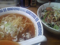 「まんぷくセット(素ラーメン+ねぎとろ丼)￥600」@定食・らーめん やおやの写真