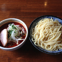 「麻辣辛つけそば８５０円、大盛１００円」@麺 一直の写真