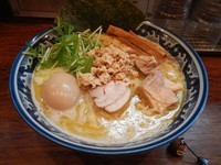 「限定 濃厚鶏そば 大盛 750円 + 味玉 100円」@中華そば 旋の写真