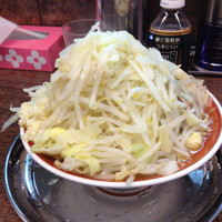 「小ラーメン＋ヤサイ＋ニンニク（オープン300杯限定100円）」@麺でる 南大沢店の写真